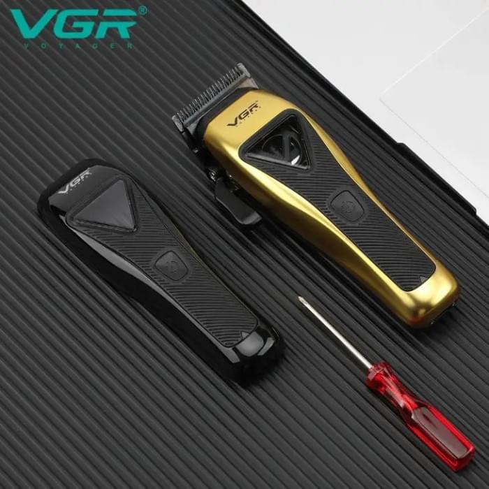Машинка для стрижки VGR V-015 акумуляторна бездротова професійна KZ-115 6 насадок