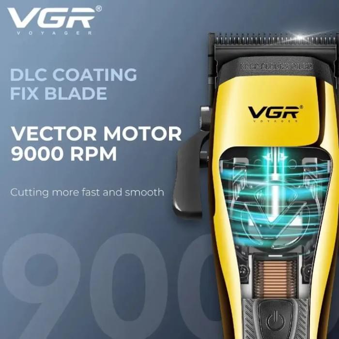 Машинка для стрижки VGR V-015 акумуляторна бездротова професійна KZ-115 6 насадок
