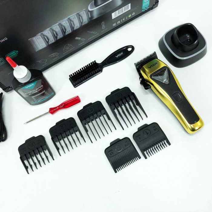 Професійний тример з насадками VGR, Акумуляторна машинка для стрижки волосся з насадками PV-85