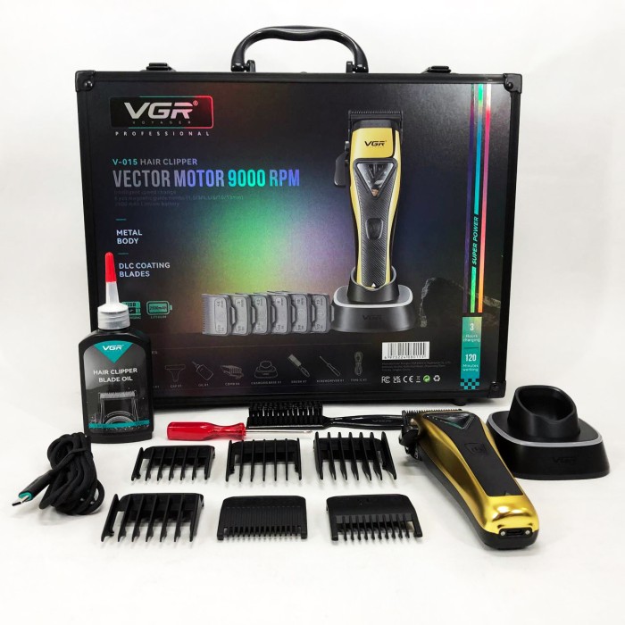 Професійний тример з насадками VGR, Акумуляторна машинка для стрижки волосся з насадками PV-85