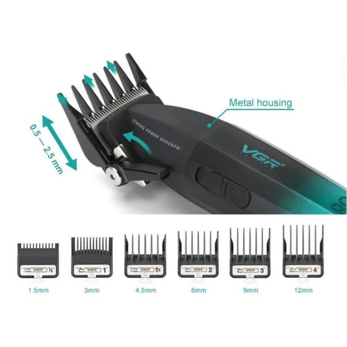 Тример з насадками різної довжини VGR, Машинка для стрижки з потужним акумулятором ON-82