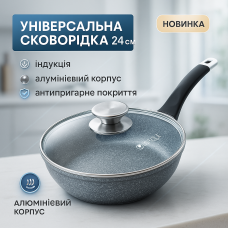 Лита сковорода з антипригарним покриттям Unique, Довговічні сковорідки, Якісна сковорода для дому DM-26