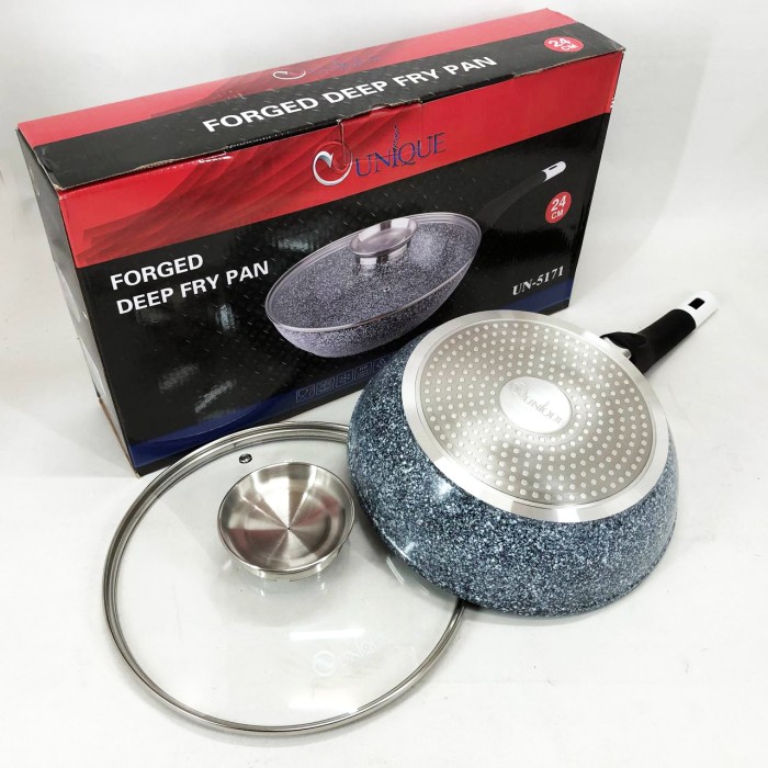 Сковорода з антипригарним покриттям внутрішньої поверхні Unique UN-5171 24 см, Сковорода з товстим дном BQ-99