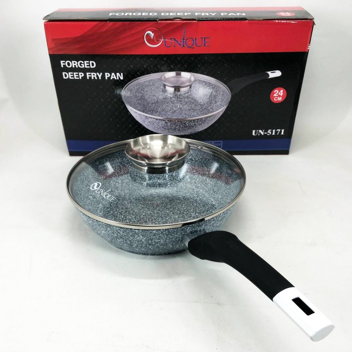 Сковорода з антипригарним покриттям внутрішньої поверхні Unique UN-5171 24 см, Сковорода з товстим дном BQ-99