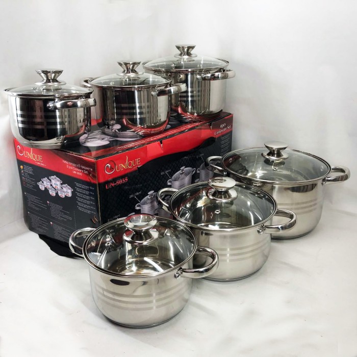 Набір каструль для електронної плити UNIQUE, Набір каструль з антипригарним покриттям OQ-55