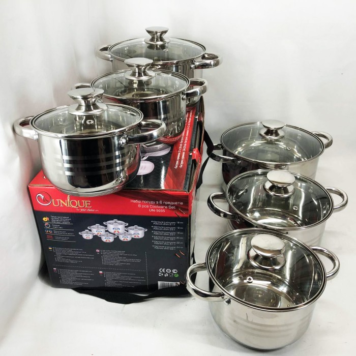 Набір каструль для електронної плити UNIQUE, Набір каструль з антипригарним покриттям OQ-55