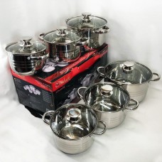 Набір каструль зі сталі, Набір каструль з комплектом кришок великих UR-60