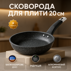 Алюмінієва каструля-сковорода, Сковорода якісна на плиту, Сковорода алюмінієва поглиблена LZ-42