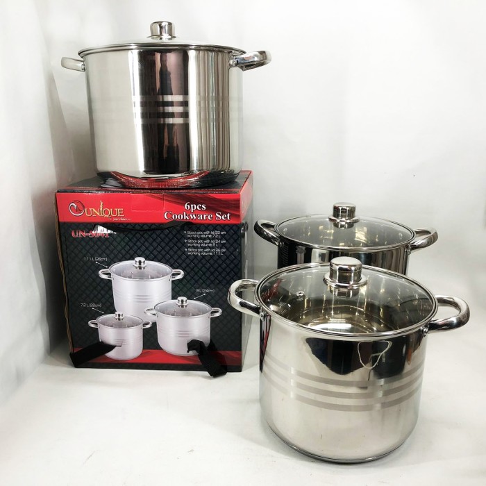 Модні набори посуду Unique, Набір каструль для електронної плити, Набір каструль з жаростійкою кришкою GY-46