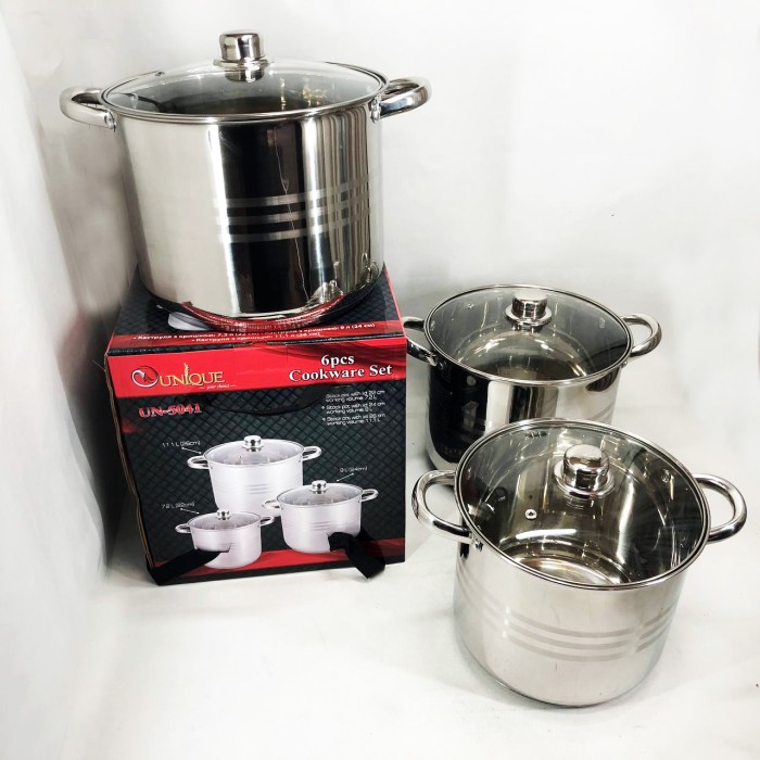 Модні набори посуду Unique, Набір каструль для електронної плити, Набір каструль з жаростійкою кришкою GY-46