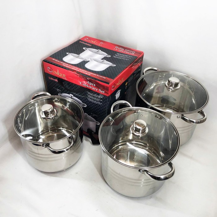 Модні набори посуду Unique, Набір каструль для електронної плити, Набір каструль з жаростійкою кришкою GY-46
