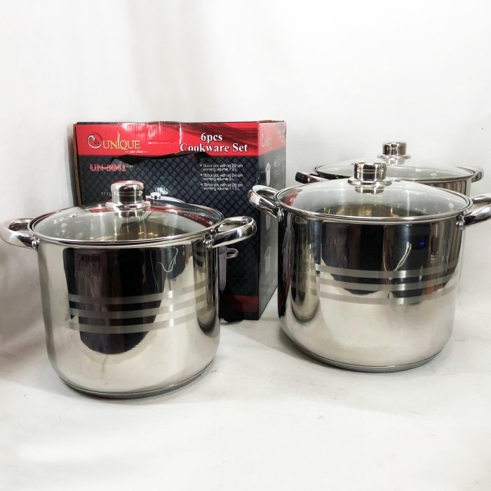 Модні набори посуду Unique, Набір каструль для електронної плити, Набір каструль з жаростійкою кришкою GY-46