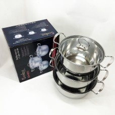 Набір каструль для електроплити UNIQUE UN-5071 6 шт, Якісні каструлі, Каструлі з нержавіючої сталі ZL-38