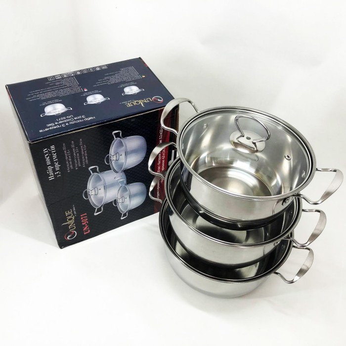 Набір каструль для електроплити UNIQUE UN-5071 6 шт, Якісні каструлі, Каструлі з нержавіючої сталі ZL-38