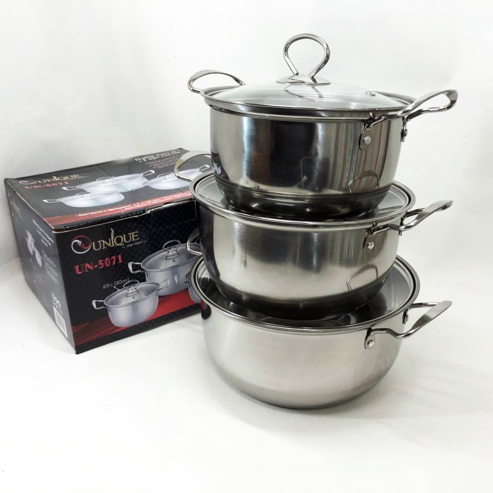 Набір каструль для електроплити UNIQUE UN-5071 6 шт, Якісні каструлі, Каструлі з нержавіючої сталі ZL-38