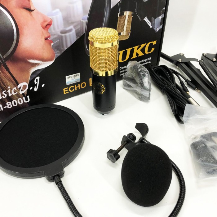 Мікрофон Студійний конденсаторний Music DJ. M-800U зі стійким та вітрозахистом XG-92