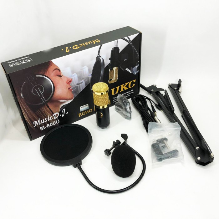 Мікрофон Студійний конденсаторний Music DJ. M-800U зі стійким та вітрозахистом XG-92