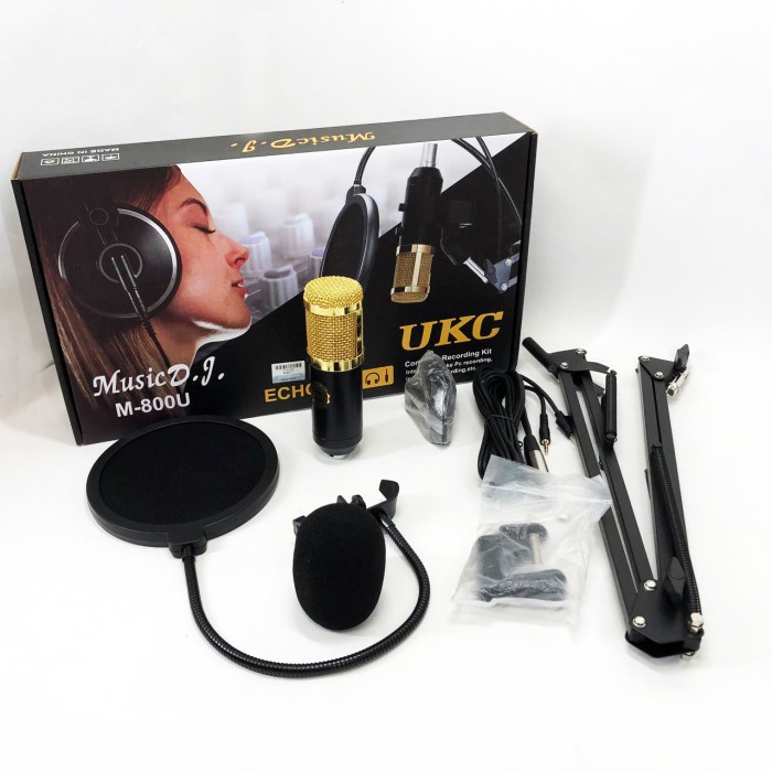 Мікрофон Студійний конденсаторний Music DJ. M-800U зі стійким та вітрозахистом QU-49