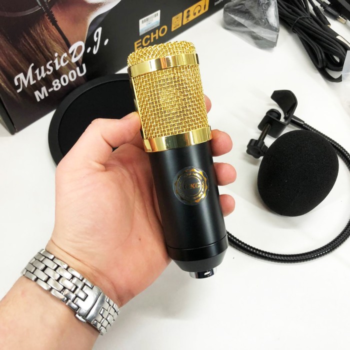Мікрофон Студійний конденсаторний Music DJ. M-800U зі стійким та вітрозахистом QU-49