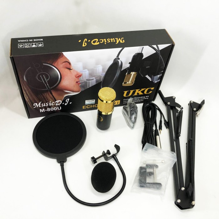 Мікрофон Студійний конденсаторний Music DJ. M-800U зі стійким та вітрозахистом QU-49