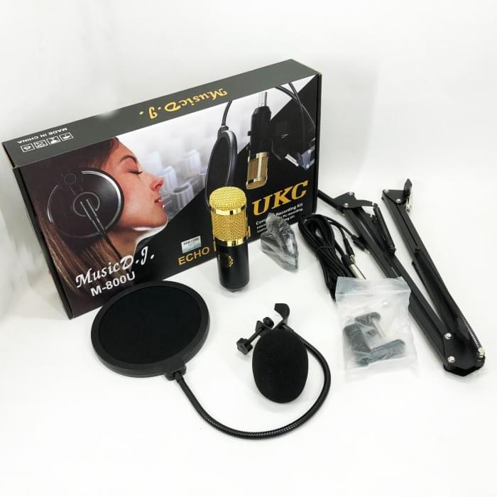Мікрофон Студійний конденсаторний Music DJ. M-800U зі стійким CT-754 та вітрозахистом