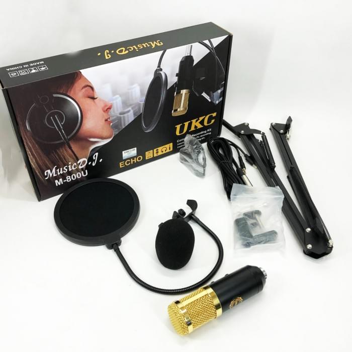 Мікрофон Студійний конденсаторний Music DJ. M-800U зі стійким CT-754 та вітрозахистом