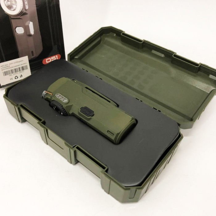 Ліхтарик-запальничка армійська MULTIFUNCTIONAL D51-COB, Запальничка на подарунок в упаковці. Колір: зелений