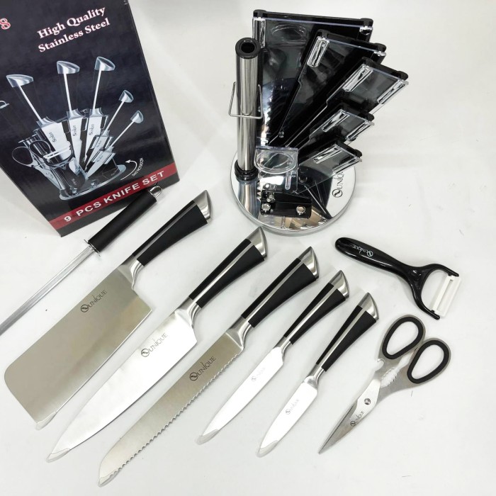 Професійні ножі для домашньої кухні UNIQUE UN-1838, Професійний кухонний набір ножів QM-60