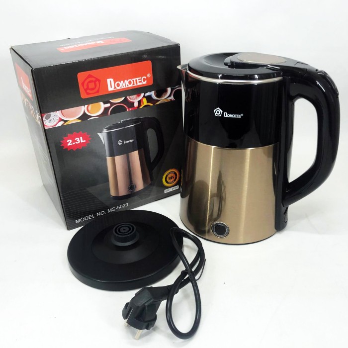 Електрочайник чайник 2.3 л із нержавіючої сталі Domotec MS-5029. Колір: жовтий