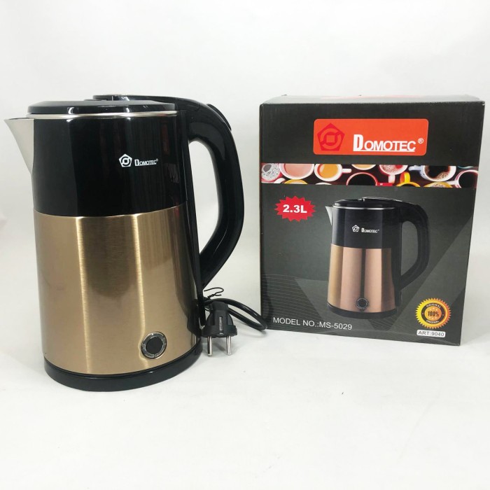 Електрочайник чайник 2.3 л із нержавіючої сталі Domotec MS-5029. Колір: жовтий