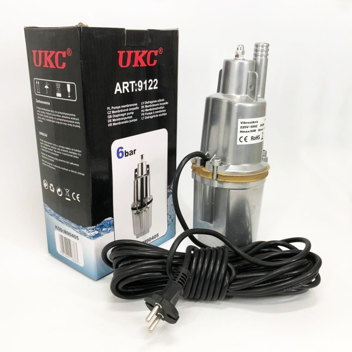 Насос вібраційний 0.25кВт, H 75м, Q 18л/хв, 100мм, 10м кабелю, верхній забір