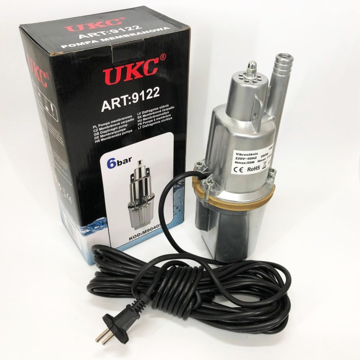 Насос вібраційний 0.25кВт, H 75м, Q 18л/хв, 100мм, 10м кабелю, верхній забір QM-71