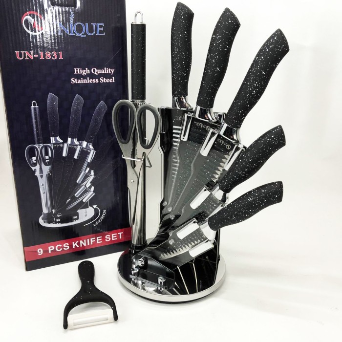 Ножі для кухонних потреб UNIQUE UN-1831 9 шт, Професійні ножі для домашньої кухні NV-44