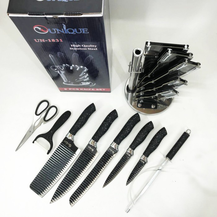 Ножі для кухонних потреб UNIQUE UN-1831 9 шт, Професійні ножі для домашньої кухні NV-44