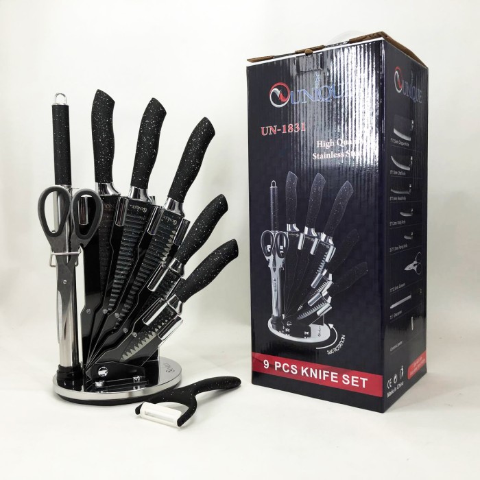 Ножі для кухонних потреб UNIQUE UN-1831 9 шт, Професійні ножі для домашньої кухні NV-44