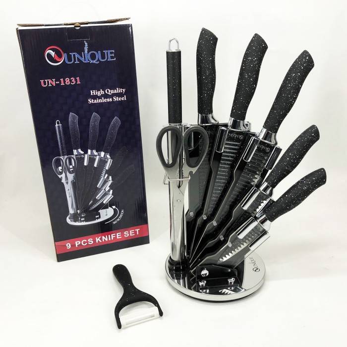 Ножі для кухонних потреб UNIQUE UN-1831 9 шт, Професійні ножі для домашньої кухні NV-44