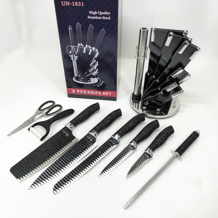 Ножі для кухонних потреб UNIQUE UN-1831 9 шт, Професійні ножі для домашньої кухні NV-44