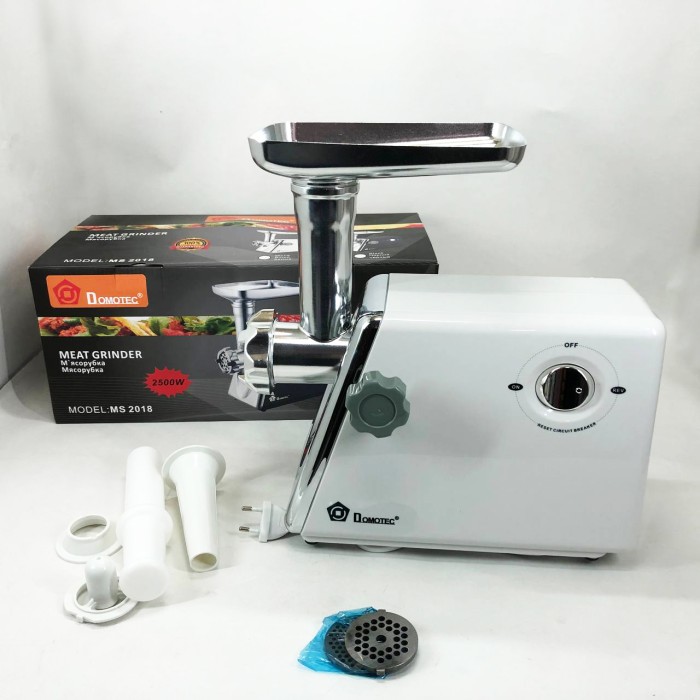 Побутова універсальна м'ясорубка Domotec MS-2018 2500 Вт, М'ясорубка з 4 насадками ZE-19