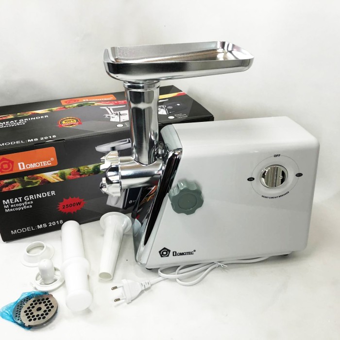 Побутова універсальна м'ясорубка Domotec MS-2018 2500 Вт, М'ясорубка з 4 насадками ZE-19