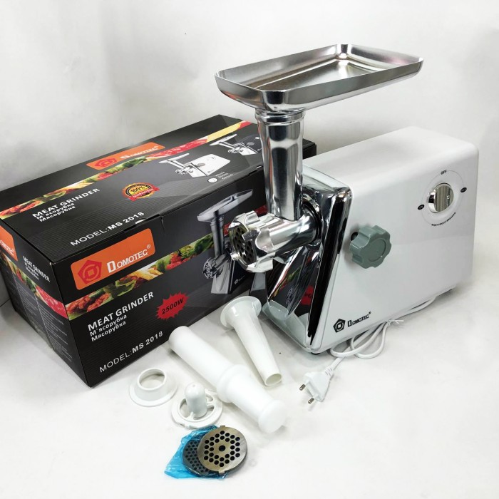 Побутова універсальна м'ясорубка Domotec MS-2018 2500 Вт, М'ясорубка з 4 насадками ZE-19