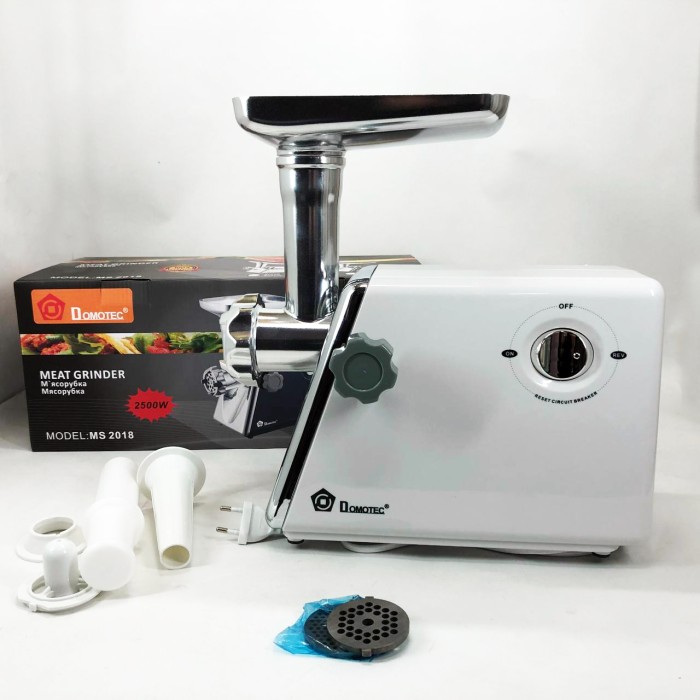 Побутова універсальна м'ясорубка Domotec MS-2018 2500 Вт, М'ясорубка з 4 насадками ZE-19