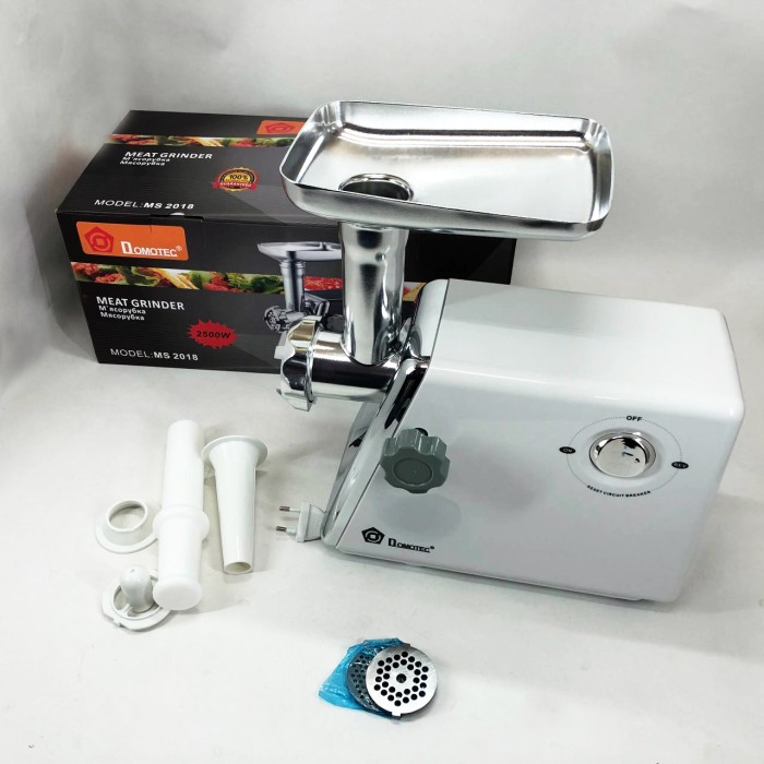 Побутова універсальна м'ясорубка Domotec MS-2018 2500 Вт, М'ясорубка з 4 насадками ZE-19
