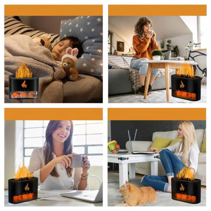 Зволожувач повітря USB Docsal Flame 3 в 1, Зволожувачі повітря humidifier, GS-231 Зволожувач нічник