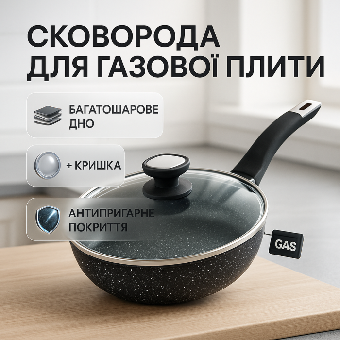 Легка у використанні сковорода, Зручна сковорода для індукційної плити глибока алюміній MI-45