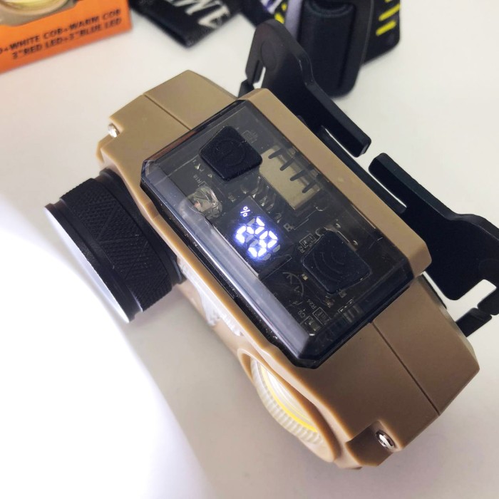 Налобний акумуляторний ліхтар на голову CH-8825-3P35+COB(white+yellow)+RGB, Ліхтар на голову для ЗСУ ZI-11