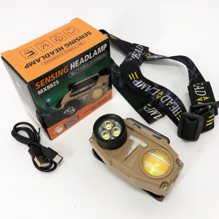 Налобний акумуляторний ліхтар на голову CH-8825-3P35+COB(white+yellow)+RGB, Ліхтар на голову для ЗСУ ZI-11
