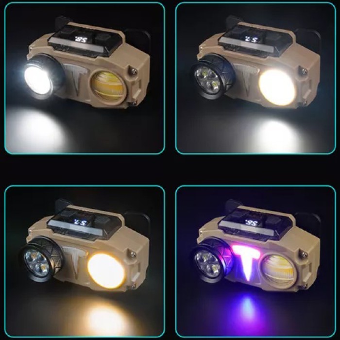 Налобний ліхтар яскравий CH-8825-3P35+COB(white+yellow)+RGB, Потужний акумуляторний ліхтарик на голову KM-49