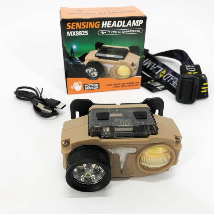 Налобний ліхтар яскравий CH-8825-3P35+COB(white+yellow)+RGB, Потужний акумуляторний ліхтарик на голову KM-49