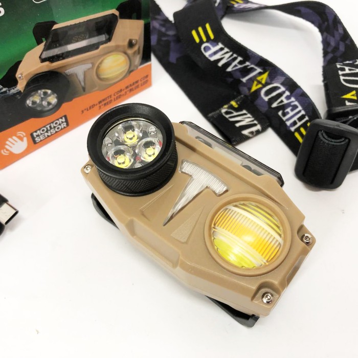 Налобний ліхтар яскравий CH-8825-3P35+COB(white+yellow)+RGB, Потужний акумуляторний ліхтарик на голову KM-49