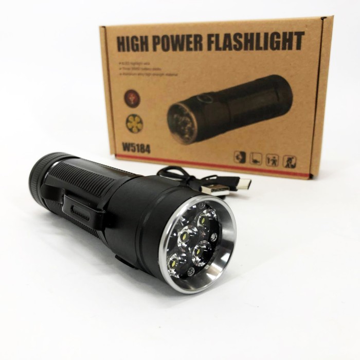 Потужний ручний ліхтар повербанк W5184-6XHP360, Потужний ліхтарик для дому із зарядкою KP-31